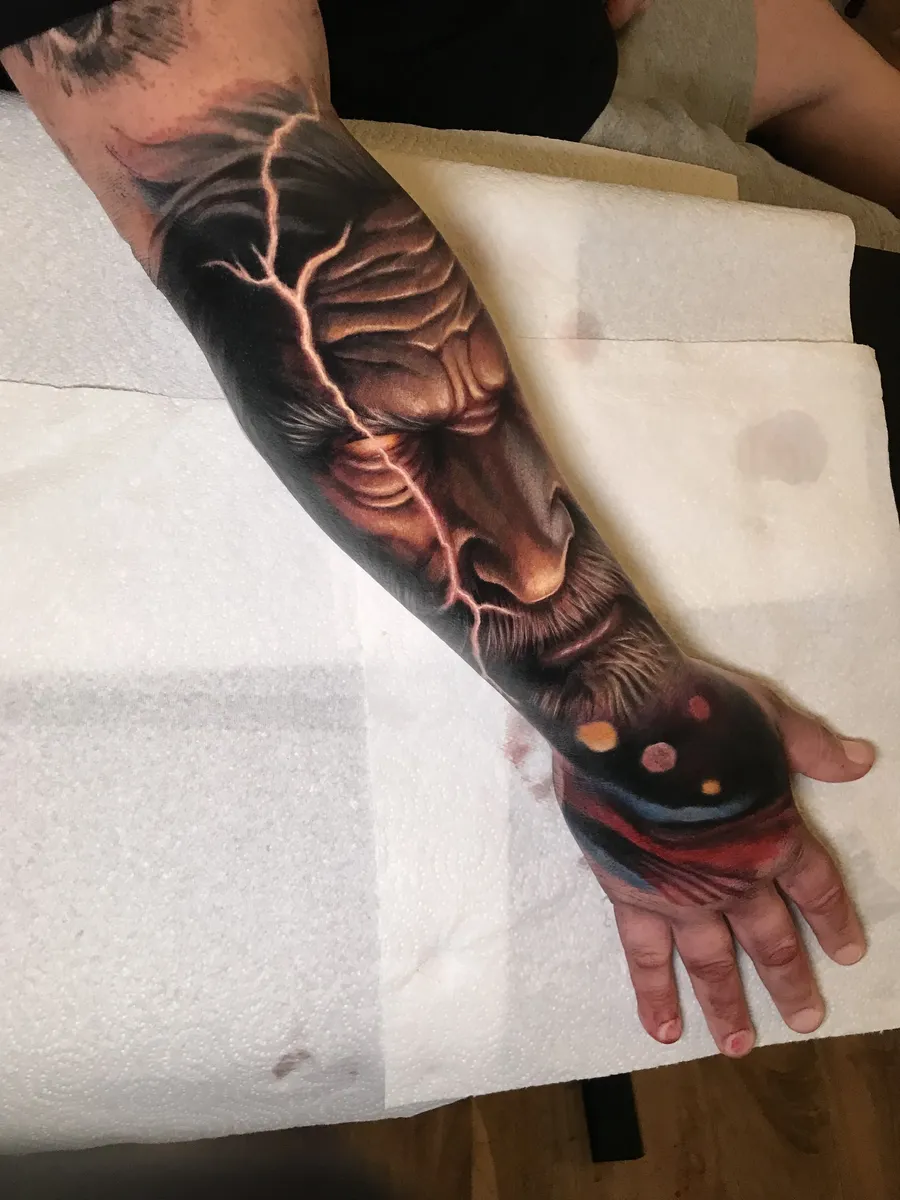 Colour realism and abstract realism tattoo 03 by Antonio Blank, Liverpool